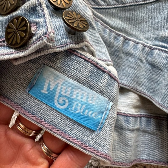 Show Me Your Mumu Fawcett Denim jean Crop Top open back high square neck small - Picture 7 of 10